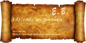 Eördögh Barbara névjegykártya